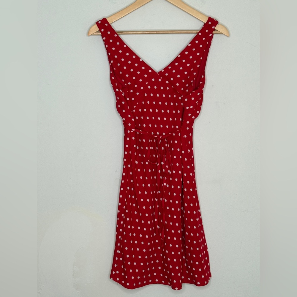 Princess Polly Red White Polka Dot Mini Dress V Neck